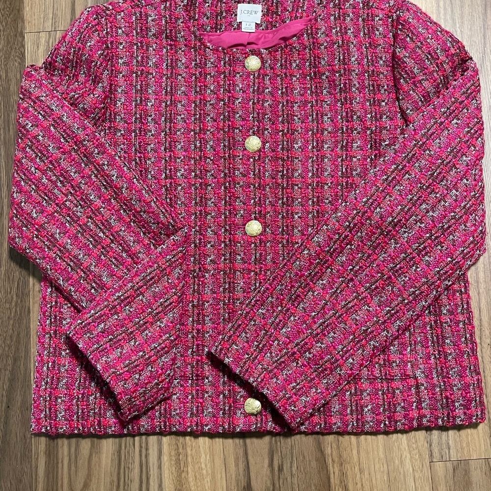 Celine Kids' Pink Tweed Blazer with Gold Buttons